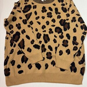 Belle Animal Print Knit Top in Tan and Black